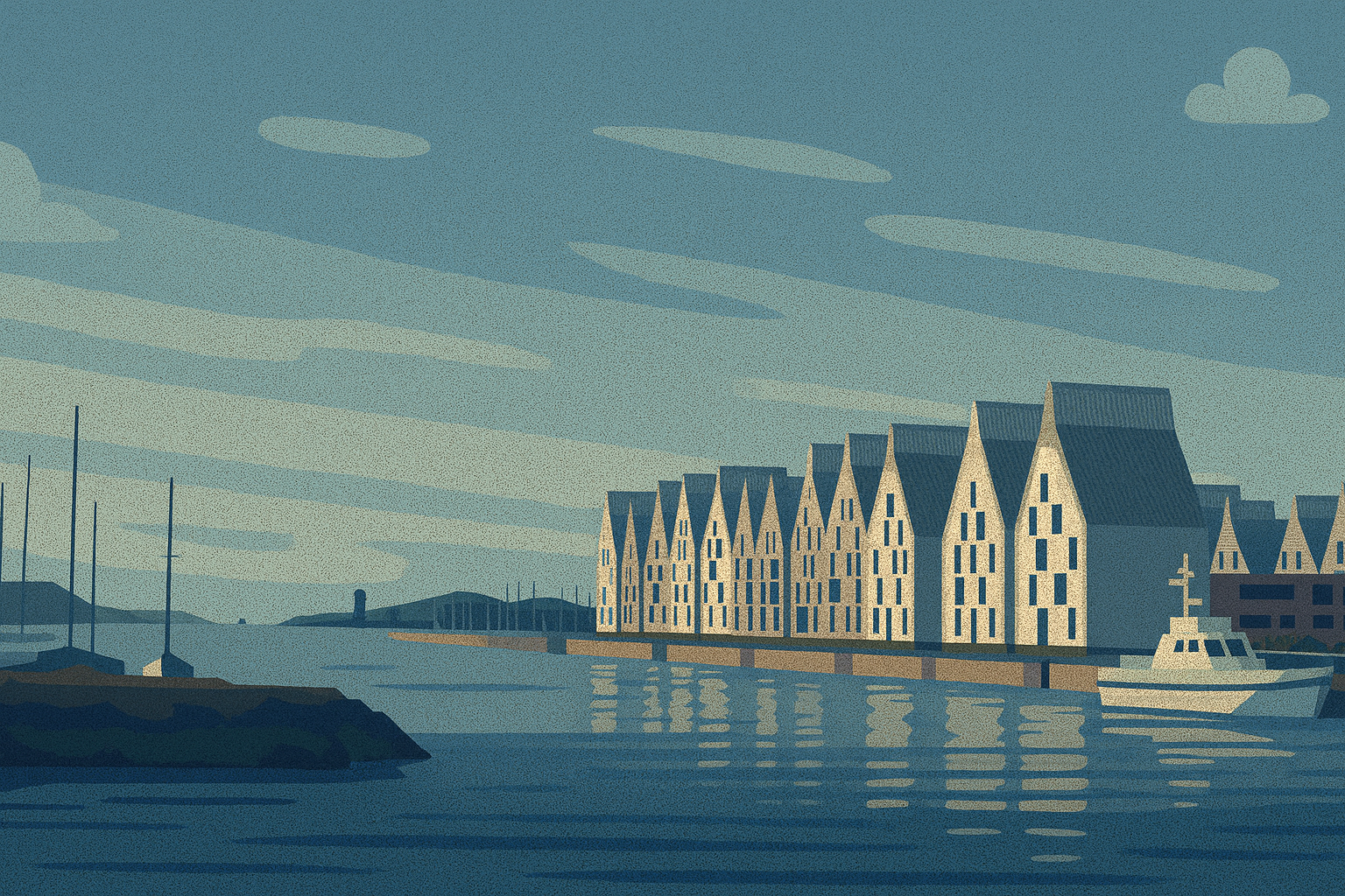 Illustration du front de mer et des quais de Dunkerque